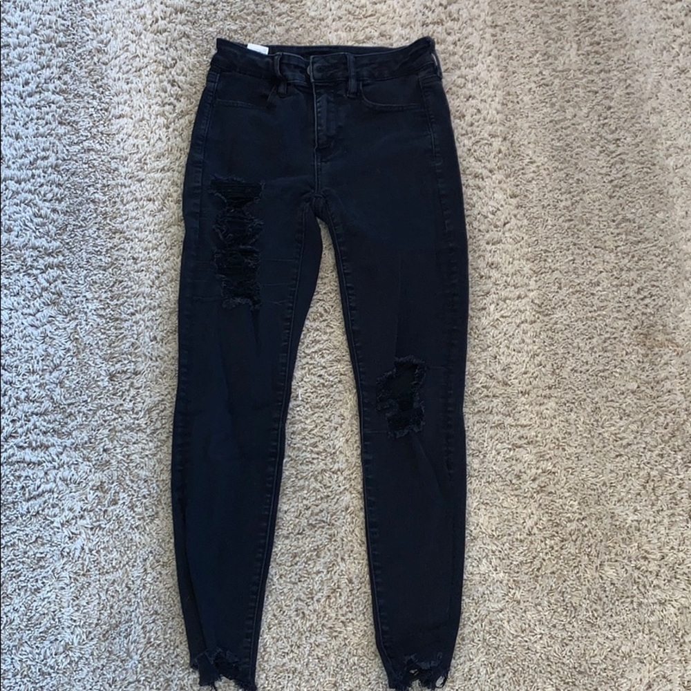 American Eagle Skinny Ripped Black Jeans